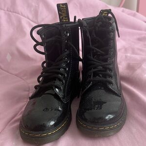 Dr. Martens Shiny Black Kids Combat Boots
